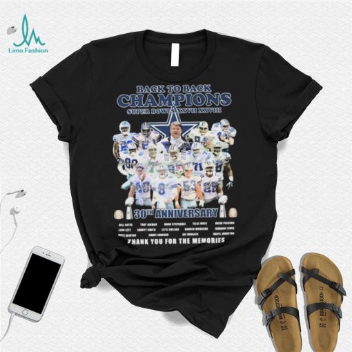 Dallas Cowboys Back To Back Champions 30th Anniversary Thank You For The Memories Signatures Shirt