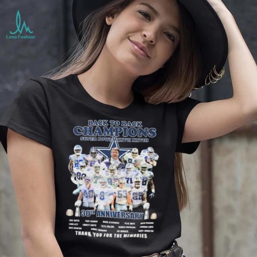 Dallas Cowboys Back To Back Champions 30th Anniversary Thank You For The Memories Signatures Shirt