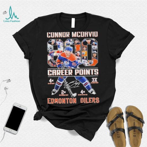 Edmonton Oilers Connor Mcdavid 800 Career Points Signature Shirt