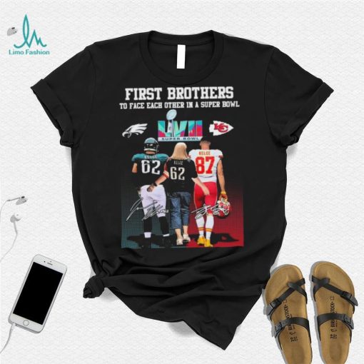 First Brothers To Face Each Other In A Super Bowl Donna Kelce Mom And Jason Travis Kelce Signatures Shirt