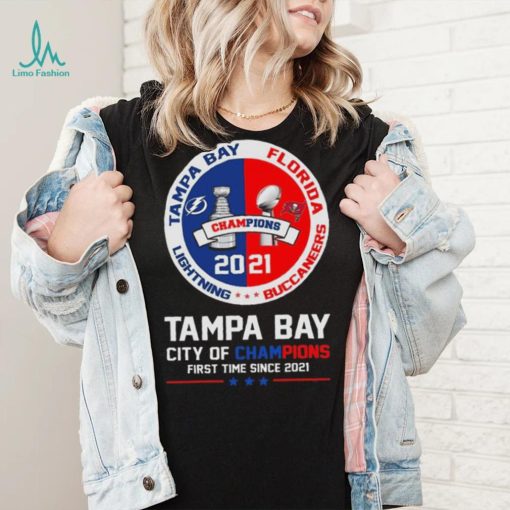 Florida Tampa Bay Lightning And Buccaneers With Tampa Bay City Of Champions 2021 T Shirt