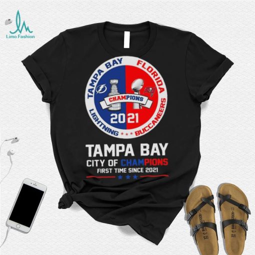 Florida Tampa Bay Lightning And Buccaneers With Tampa Bay City Of Champions 2021 T Shirt