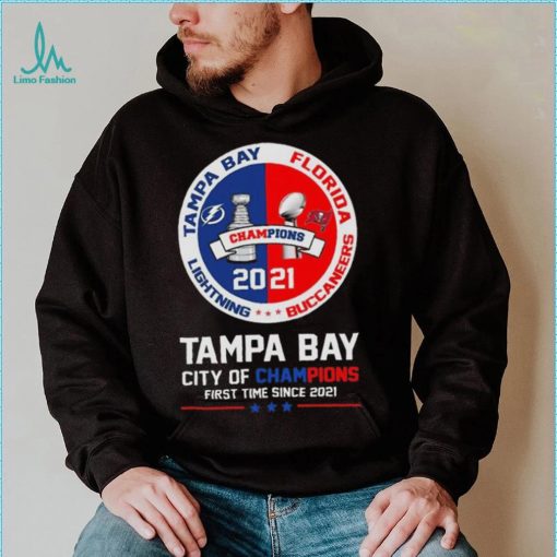 Florida Tampa Bay Lightning And Buccaneers With Tampa Bay City Of Champions 2021 T Shirt