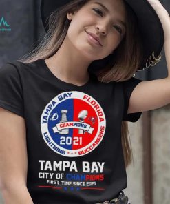 Florida Tampa Bay Lightning And Buccaneers With Tampa Bay City Of Champions 2021 T Shirt