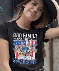 God family country Minnesota timberwolves signatures America flag shirt