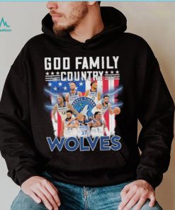 God family country Minnesota timberwolves signatures America flag shirt