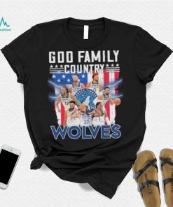 God family country Minnesota timberwolves signatures America flag shirt