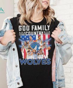 God family country Minnesota timberwolves signatures America flag shirt