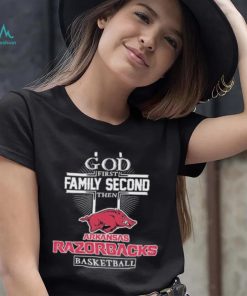 God first family second then Arkansas Razorbacks basketball shirt