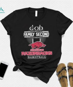 God first family second then Arkansas Razorbacks basketball shirt