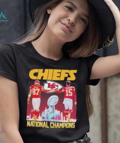 Kansas city Chiefs national champions Kelce Mahomes signatures shirt