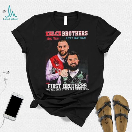 Kelce Brothers The First Brother Players To Face Each Other 2023 Signatures Shirt