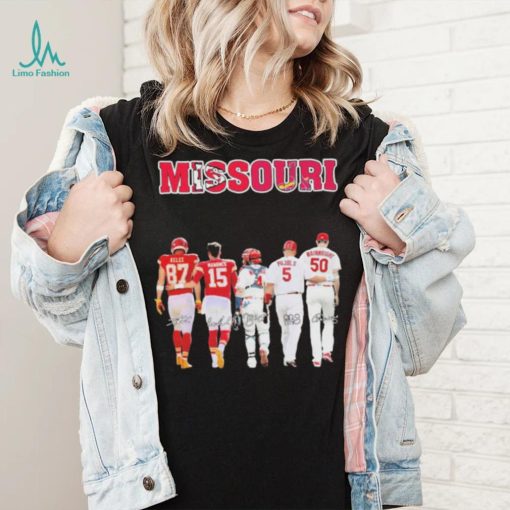 Missouri Sports Teams Kelce Mahomes Molina Pujols And Wainwright Signatures Shirt