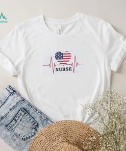 Nurse heartbeat America flag love shirt