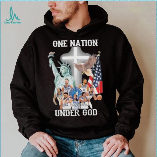 One nation under god Minnesota timberwolves signatures America flag shirt