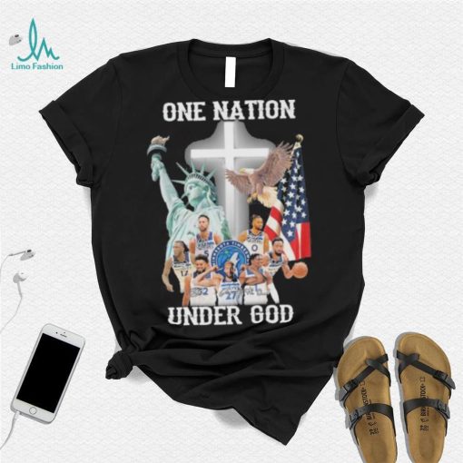 One nation under god Minnesota timberwolves signatures America flag shirt