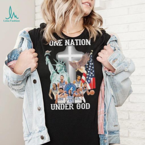 One nation under god Minnesota timberwolves signatures America flag shirt