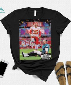 Parental advisory explicit content Kansas city Chiefs and Eagles shirt