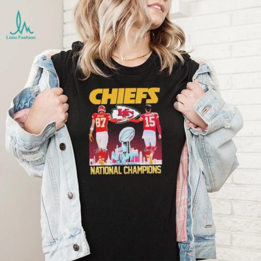 Patrick Mahomes And Travis Kelce Kansas City Chiefs National Champion Signatures Shirt