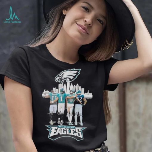 Philadelphia Eagles A J Brown Jalen Hurts DeVonta Smith and Travis Kelce signatures shirt