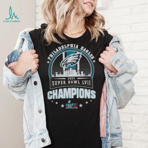 Philadelphia Eagles Super BOWL LVII 2023 Champions matchup skyline shirt