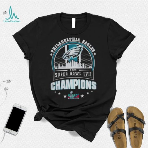 Philadelphia Eagles Super BOWL LVII 2023 Champions matchup skyline shirt