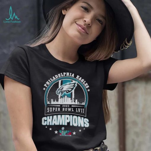 Philadelphia Eagles Super BOWL LVII 2023 Champions matchup skyline shirt