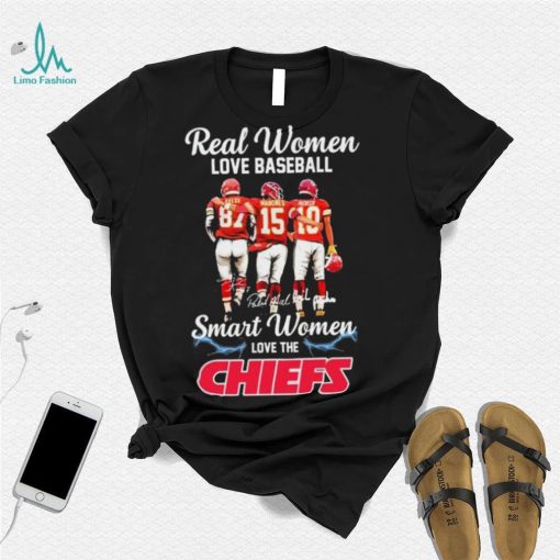 Real Women Love Football Smart Women Love The Chiefs Travis Kelce Patrick Mahomes And Isiah Pacheco Signatures Shirt