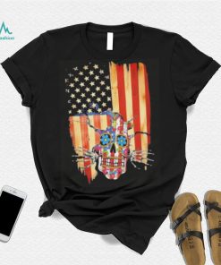 Skull hippie America flag veteran shirt