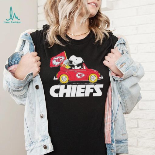 Snoopy and woodstocks driver car Kansas city Chiefs shirt