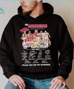 The Arkansas Razorbacks 100th anniversary 1923 2023 thank you for the memories signatures shirt