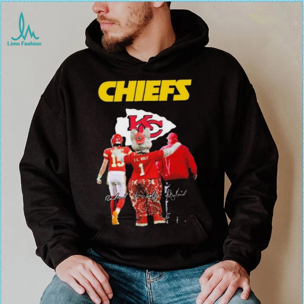 The Chiefs Patrick Mahomes Kc Wolf And Andy Reid Signatures Shirt - Limotees