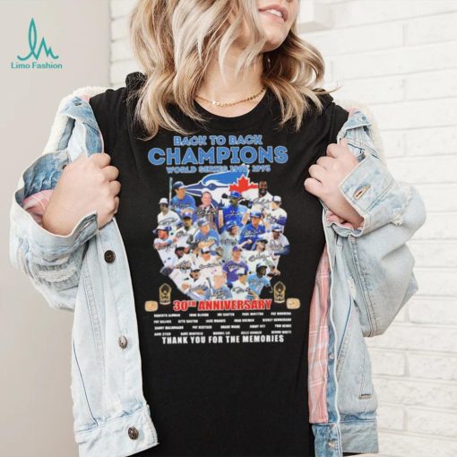 Toronto Blue Jays Back To Back Champions 30th Anniversary Thank You For The Memories Signatures Shirt