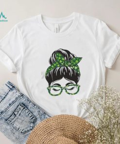 Travel Agent Messy Bun St Patrick’s Day Shamrock Shirt