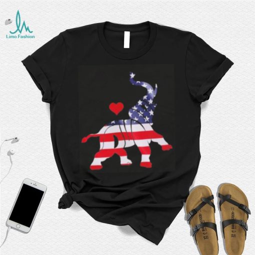 Trump Elephant America flag heart love shirt