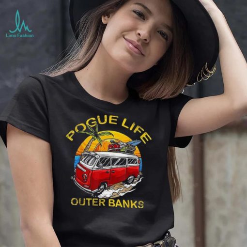 Vintage Outer Banks Surfer Van Beach Pogue Life T Shirt