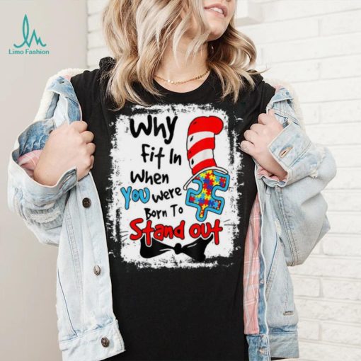 Why Fit In Autism Awareness Doctor Teacher Hat Cat Book Shirt, Cute Doctor Teacher Hat Cat Tee Tops Unisex T shirt