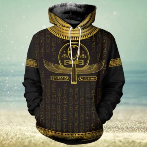 3D Printed Egyptian Cross Ankh Gold Hoodie