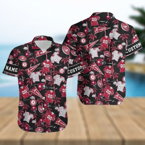 Alabama Crimson Tide Custom Name   Number Personalized Hawaiian Shirt