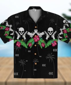 Aloha Skull And Pistol Gun Floral Hawaiian Shirt