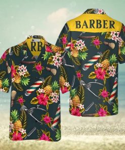 Barber Tools Tropical Leaves Hawaiian Shirt