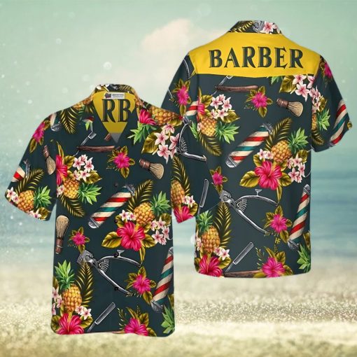 Barber Tools Tropical Leaves Hawaiian Shirt