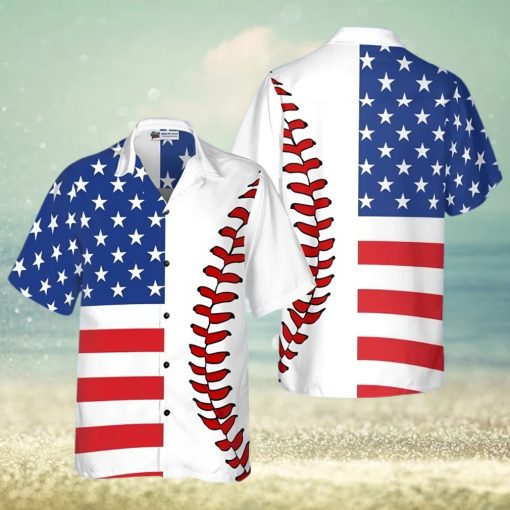 Baseball American Flag Hawaiian Shirt
