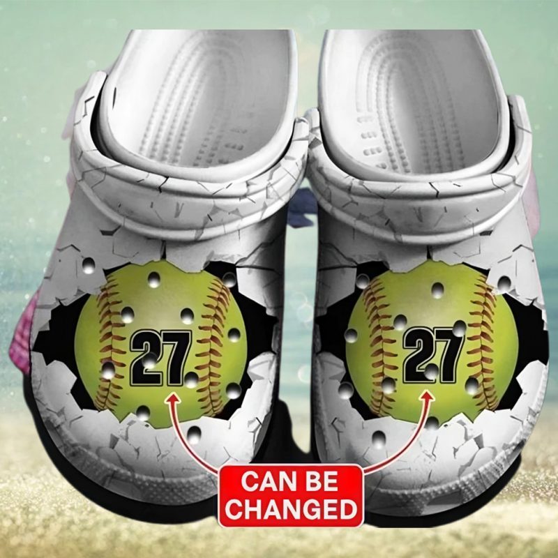 Baseball Croc Number Rubber Comfy Footwear Tl97 Personalized Clogs