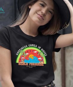 Beach Paradise Sunset Happiness comes in waves logo shirt