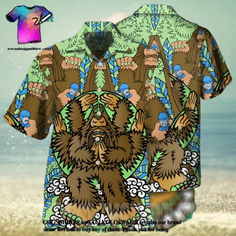 Bigfoot Funny Art All Over Print Hawaiian Shirt
