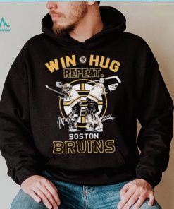 Boston Bruins Linus Ullmark And Jeremy Swayman Win Hug Repeat Signatures Shirt