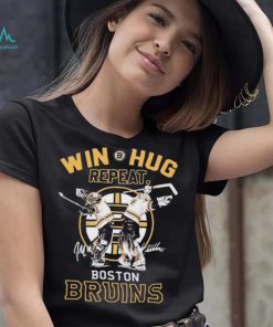 Boston Bruins Linus Ullmark And Jeremy Swayman Win Hug Repeat Signatures Shirt