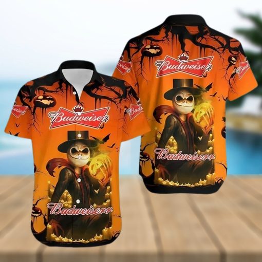 Budweiser Hawaiian Shirt Halloween Jack Skellington