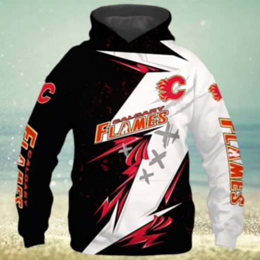 Calgary Flames Hoodie 3D thunder design cheap Pullover NHL